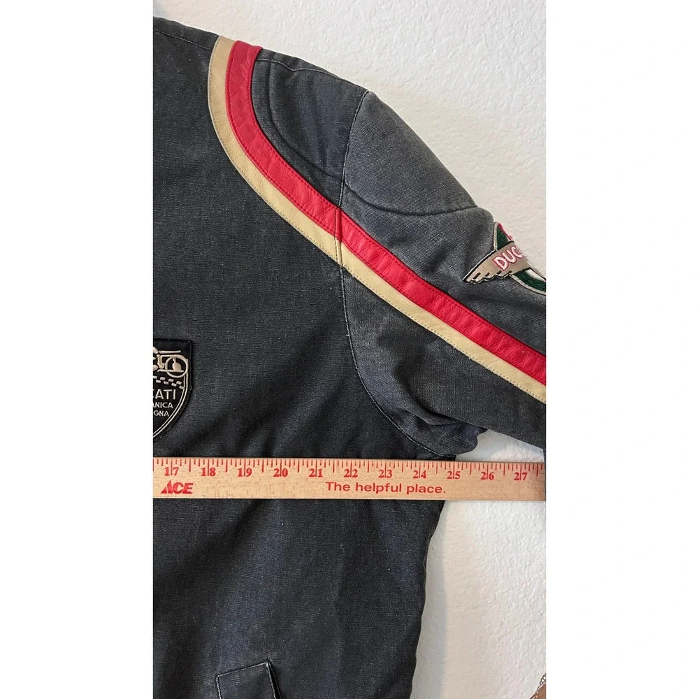 Ducati Meccanica Bologna Motorcycle Jacket Grey Red Stripe Mens XL Vintage Style
